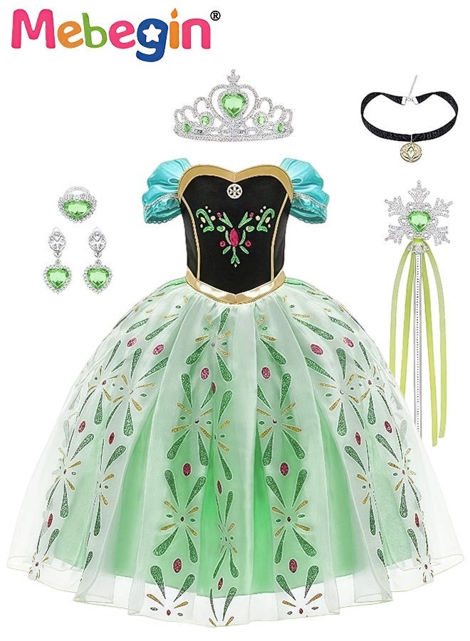 MEBEGIN Deluxe Princess Costume Set with 5PCS Accessaries, Fancy Elegant Tull Dress for Girls, Fairy Dress with Exquisite Patterns, Suitable for Party, Birthday, Funfair, Stage Performance, Cosplay and Any Other Special Occasions - Image 1